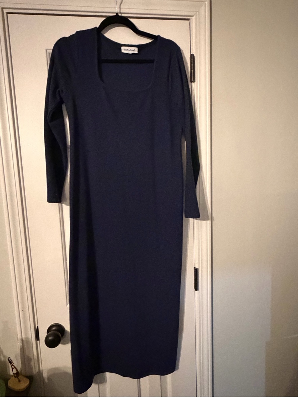 Motherhood Maternity Navy Square-Neck Long Sleeve Maternity Dress